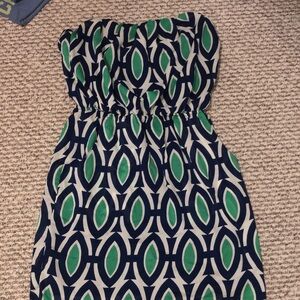 Peaches & Cream brand Green and Blue Geometric Mini Dress